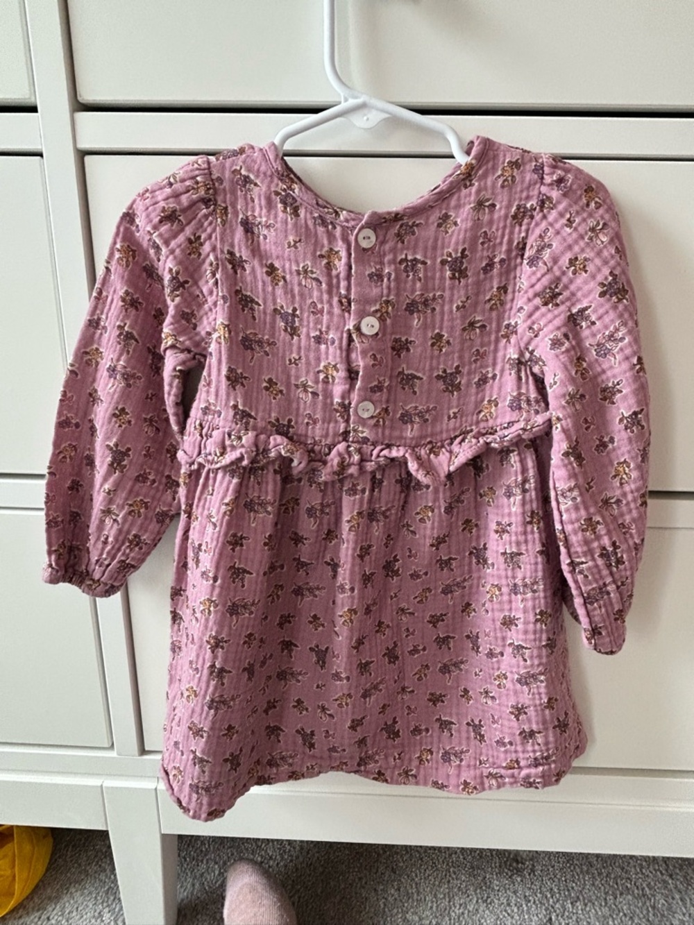 Zara Mauve Floral Ruffle Dress 100% cotton - Picture 5 of 5
